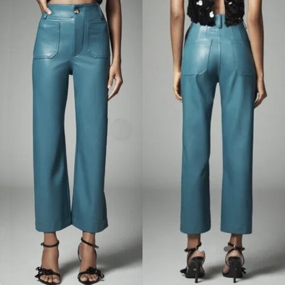 Anthropologie Pants - Anthropologie Maeve Colette Faux Leather Crop Wide-Leg Pants